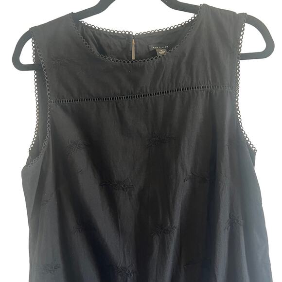Ann Taylor Black Embroidered Lace Shift Dress 12 - Picture 3 of 7